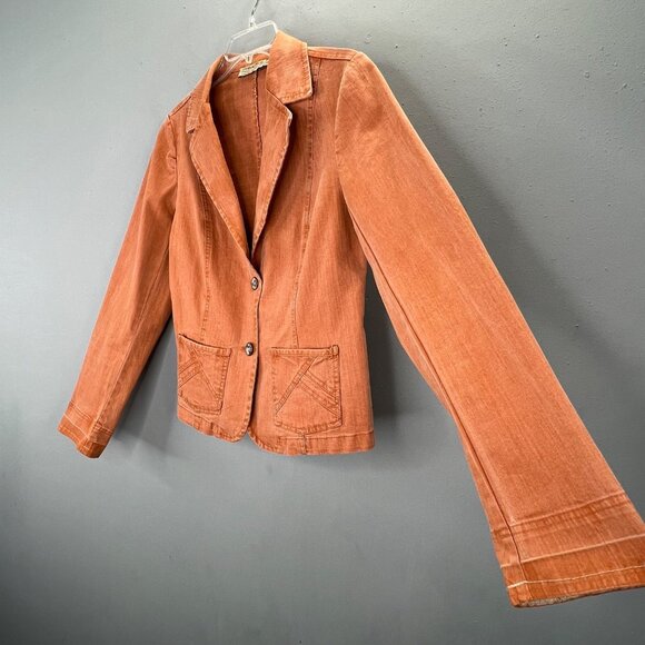Tribal Jeans Blazer Jacket 8 Stretch Extensible Burnt Orange Salmon Buttons - Picture 2 of 6